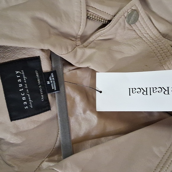 Womens Genuine Leather Beige Crop Jacket By Sanctuary Sz. Med - Picture 2 of 8